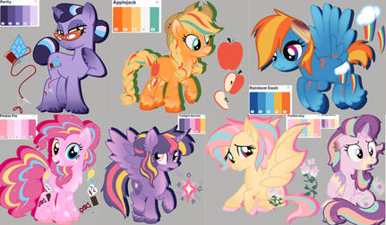 Mane six plus Starlight redesigns